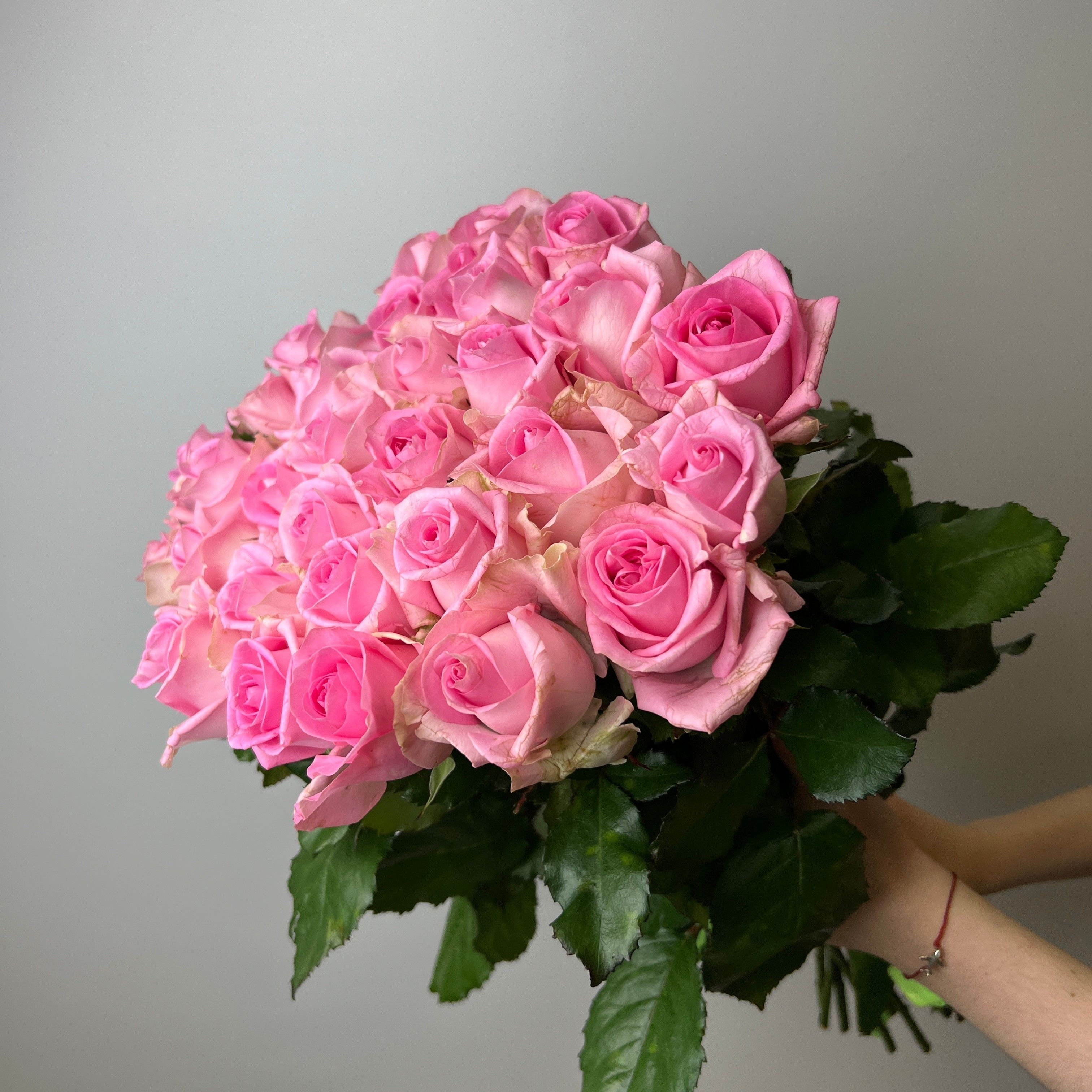 11 розовых роз 60 см, Россия