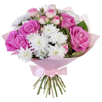 Огромный шикарный букет из гвоздик, хризантем, роз